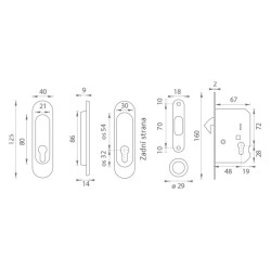 FT - Set na posuvné dveře oválný - PZ / D | OC - Chrom lesklý