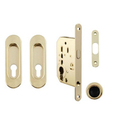 FT - Set na posuvné dveře oválný - PZ / D | OLV - Mosaz leštěná lakovaná