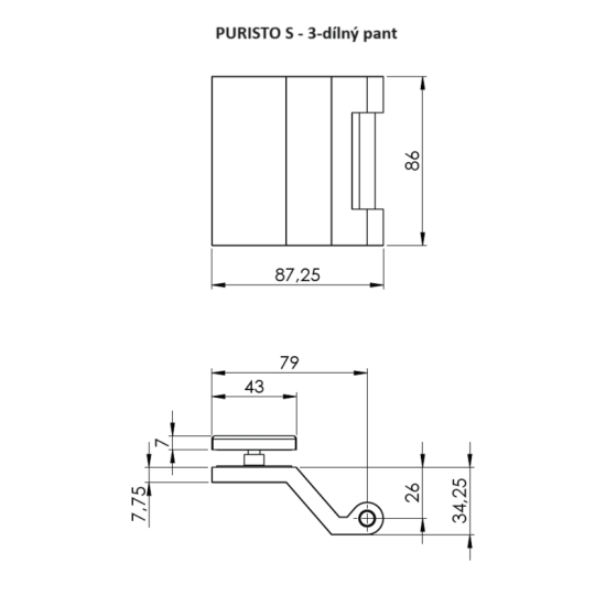 GK - PURISTO S - Pant na sklo 3-dílný | BN - Broušená nerez (71)