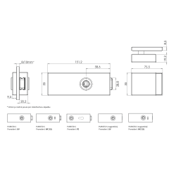 GK - PURISTO S - ZÁMEK na skleněné dveře - UV - magnetický (vč. závěsů) | BN - Broušená nerez (71)