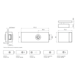 GK - PURISTO S - ZÁMEK na sklo s klikou LUCIA  - UV (vč. závěsů) | Grafit černá (78)