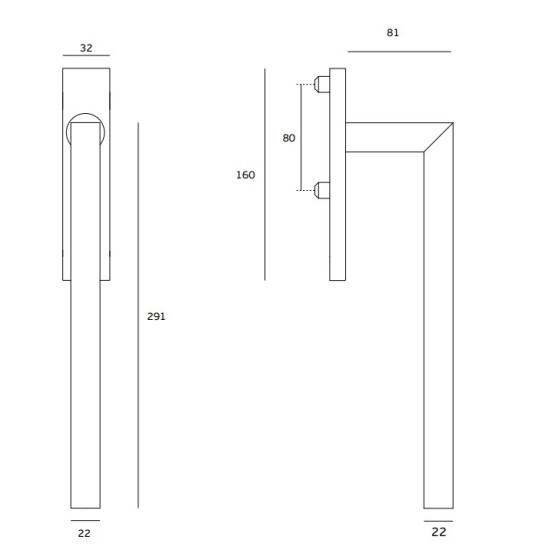 JNF - BALKONOVÁ KLIKA IN.17.122 | LN - Leštěná nerez