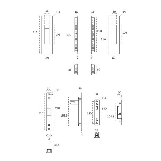 JNF - MAGNETICKÝ ZÁMEK NA POSUVNÉ DVEŘE IN.20.925 TB - Titanium černá