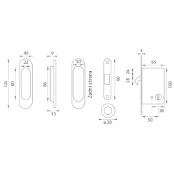 JNF - Set na posuvné dveře - BB / S - R | BN - Broušená nerez