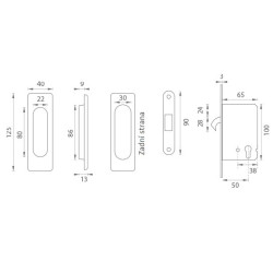 JNF - Set na posuvné dveře - PZ / D - HR | BN - Broušená nerez