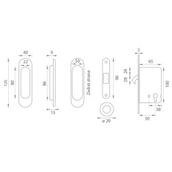 JNF - Set na posuvné dveře - PZ / D - R | BN - Broušená nerez