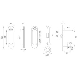 JNF - Set na posuvné dveře WC 20.237 - oválný | BN - Broušená nerez