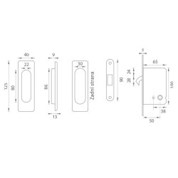 JNF - Set na posuvné dveře - WC - HR | BN - Broušená nerez