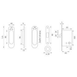 JNF - Set na posuvné dveře - WC - R | BN - Broušená nerez