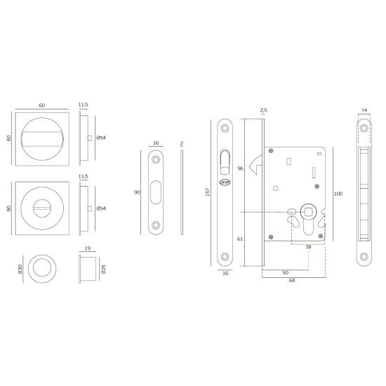 JNF - WC set IN.20.938 - hranatý | OGS - Bronz matný (LB)