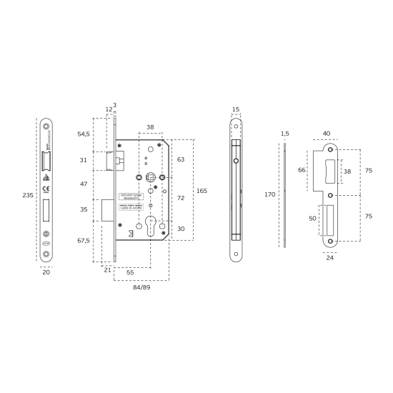 JNF - ZÁMEK PZ 72 IN.20.975.55 | BN - Broušená nerez