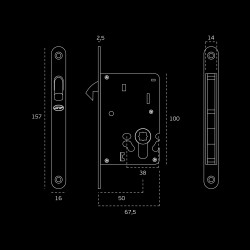 JNF - Zámek WC na posuvné dveře IN.20.915.S + protiplech | BN - Broušená nerez JNF - Zámek WC na posuvné dveře IN.20.915.S + protiplech | BN - Broušená nerez