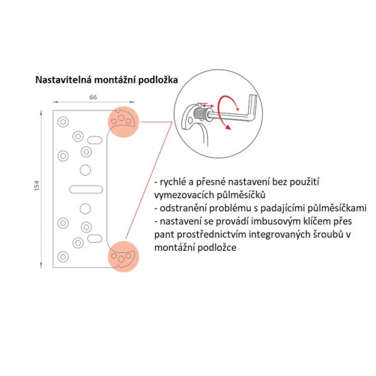 KZ - Nastavitelná montážní podložka k závěsu K2460 Bílý pozink