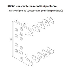 KZ - Nastavitelná montážní podložka k závěsu K8060 | Bílý pozink