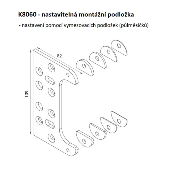 KZ - Nastavitelná montážní podložka k závěsu K8060 Bílý pozink