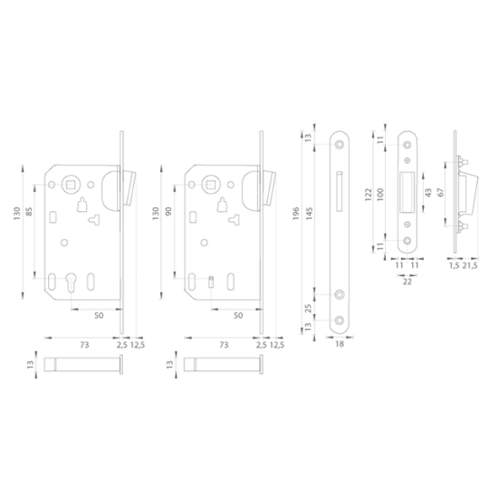 MP - Magnetický zámek 2868 PZ BS 85 BS - Černá matná