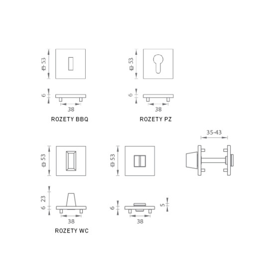 MP - ROZETA - HR SQ6 | BS - Černá matná