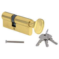 MP - Stavební cylindrická vložka - s knoflíkem | OLV - Mosaz leštěná lakovaná MP - Stavební cylindrická vložka - s knoflíkem | OLV - Mosaz leštěná lakovaná