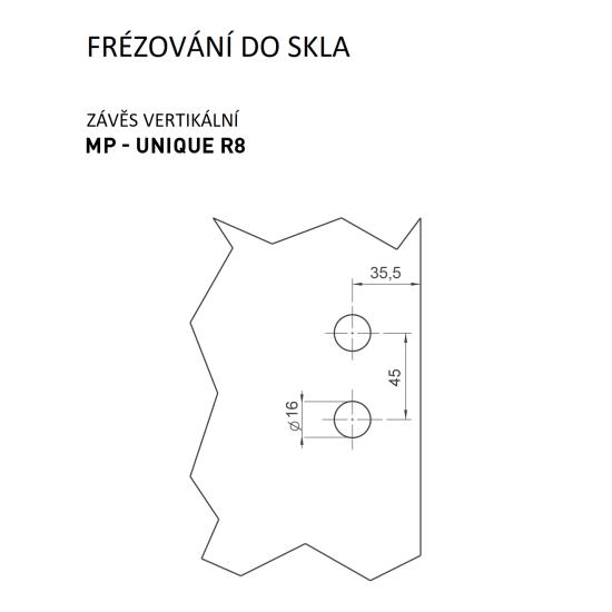 MP - UNIQUE R8 - Pant na sklo s destičkou vertikální - pár BS - Černá matná