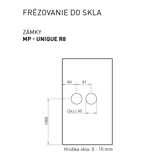 MP - UNIQUE R8 - ZÁMEK na skleněné dveře - BB BS - Černá matná