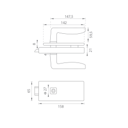 MP - UNIQUE R8 - ZÁMEK na sklo s klikou ERBA - bez otvoru přední | BS - Černá matná