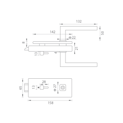 MP - UNIQUE R8 - ZÁMEK na sklo s klikou HOSTA  - WC | BS - Černá matná