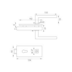 MP - UNIQUE R8 - ZÁMEK na sklo s klikou HOSTA - PZ | BS - Černá matná
