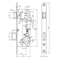MP - Zadlabací zámek PZ 90/60 - C 3145 pozink L/P | Bílý pozink