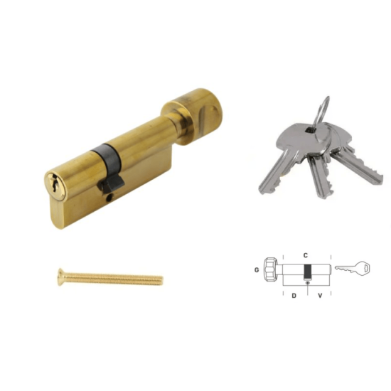 MPK - Bezpečnostní vložka 60S - s knoflíkem | OLS - Mosaz broušená