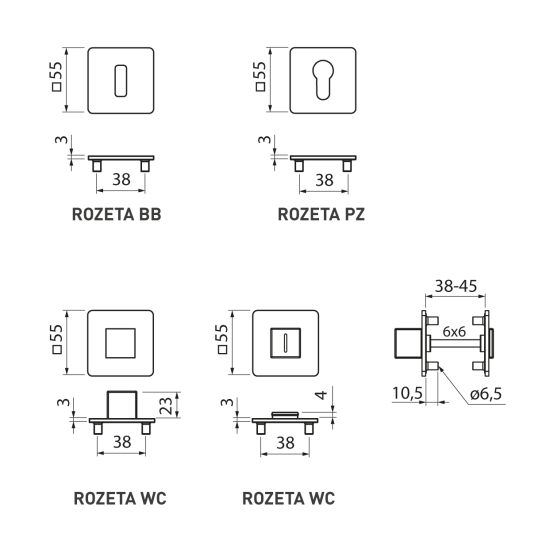 MPK - ROZETA ACURA - HR 3SM | BS PVD - Černá matná PVD