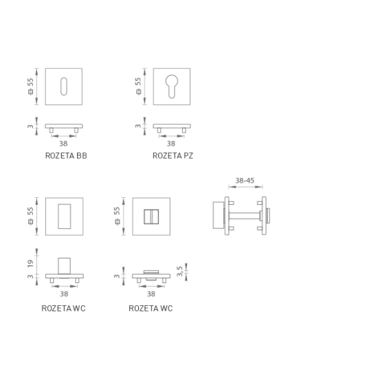 MPK - ROZETA - HR 3SM | BN - Broušená nerez