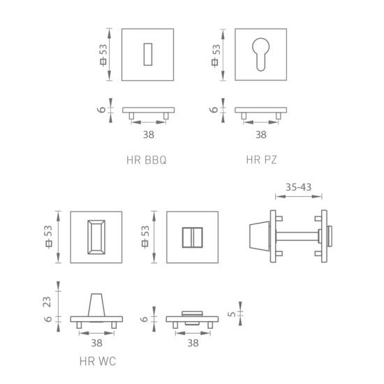 MPK - ROZETA - HR SQ6 | CUM - Měď matná