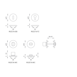 MPK - ROZETA - R 3SM | BN/LN - Broušená nerez / leštěná nerez