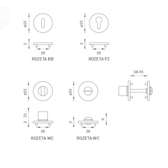 MPK - ROZETA - R 3SM | BS - Černá matná