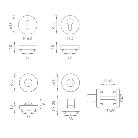 MPK - ROZETA - R | T/OC - Titan / chrom lesklý