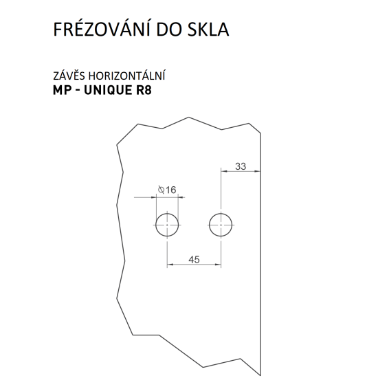 MPK - UNIQUE R8 - Pant na sklo s destičkou horizontální - pár | BS - Černá matná
