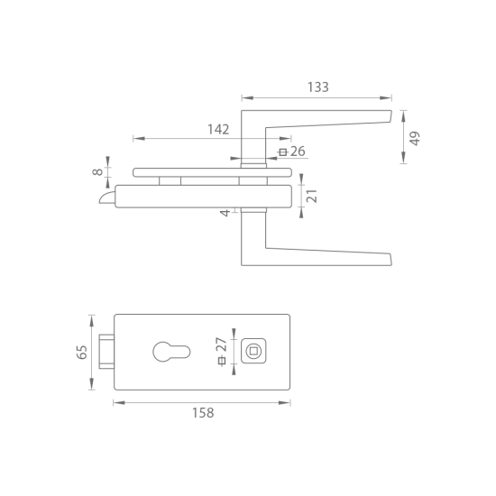 MPK - UNIQUE R8 - ZÁMEK na sklo s klikou ERICA - PZ | BS - Černá matná