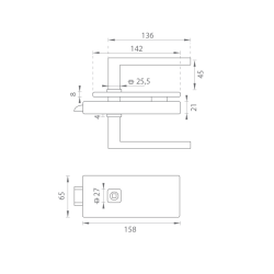 MPK - UNIQUE R8 - ZÁMEK na sklo s klikou PINA - bez otvoru přední | BS - Černá matná