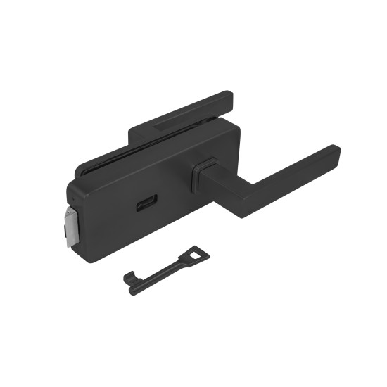 MPK - UNIQUE R8 - ZÁMEK na sklo s klikou QUADRA - BBQ | BS - Černá matná