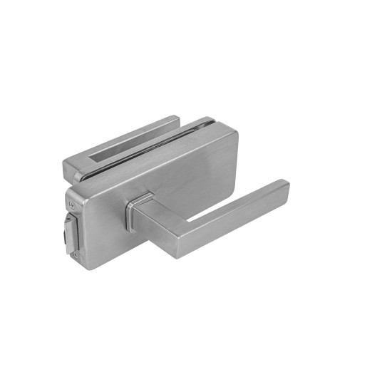 MPK - UNIQUE R8 - ZÁMEK na sklo s klikou QUADRA - bez otvoru přední | BN - Broušená nerez