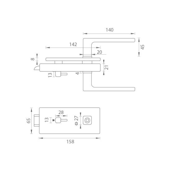 MPK - UNIQUE R8 - ZÁMEK na sklo s klikou STELLA  - WC | BS - Černá matná