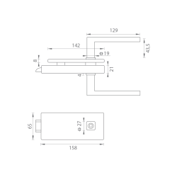 MPK - UNIQUE R8 - ZÁMEK na sklo s klikou SULLA - bez otvoru zadní | BS - Černá matná