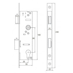MPK - Zadlabací zámek PZ 90/35 - F 9020 L/P | Bílý pozink