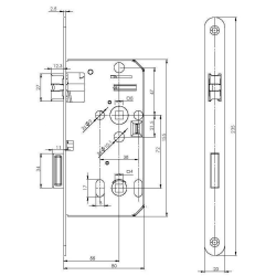 MPK - Zadlabací zámek WC 72/80 - D 2355 L/P | Bílý pozink
