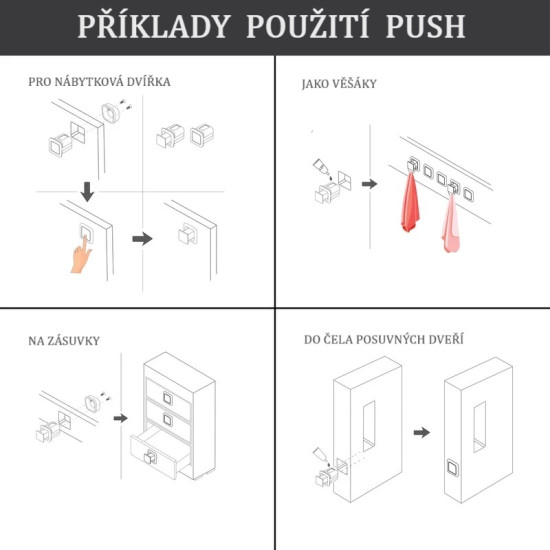 PR - Úchytka PUSH HR | BS - Černá matná