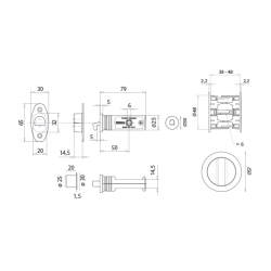 SAB - Set na posuvné dveře Hooky ZERO - R WC | OCS - Chrom broušený