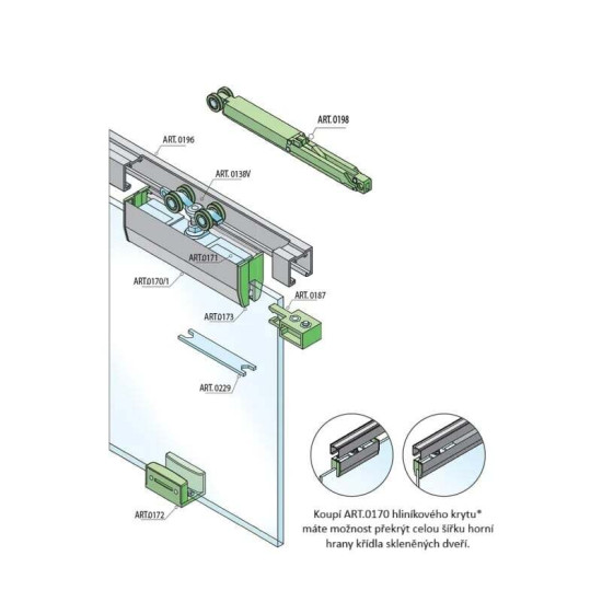SC - POSUVNÝ SYSTÉM SERIES 100 SILENT GLASS S 100 KG SP s krytem na profil | BS - Černá matná SC - POSUVNÝ SYSTÉM SERIES 100 SILENT GLASS S 100 KG SP s krytem na profil | BS - Černá matná