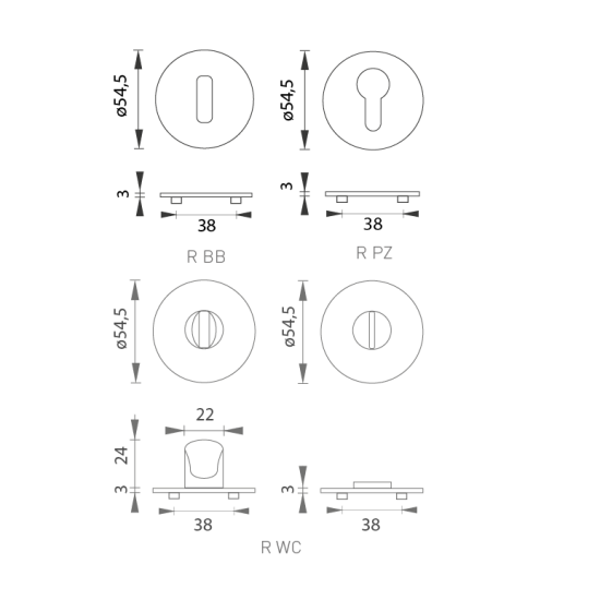 SH - ROZETA - R 3SM | T PVD - Titan PVD