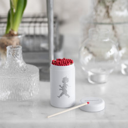 SN - DESIGNOVÉ ZÁPALKY V DÓZE | Bílá lesklá / stříbrný lesklý emblém SN - DESIGNOVÉ ZÁPALKY V DÓZE | Bílá lesklá / stříbrný lesklý emblém