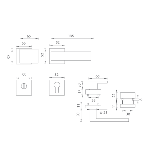 TI - CUBO / SQUARE - HR 3230/2275 | BS - Černá matná (153)